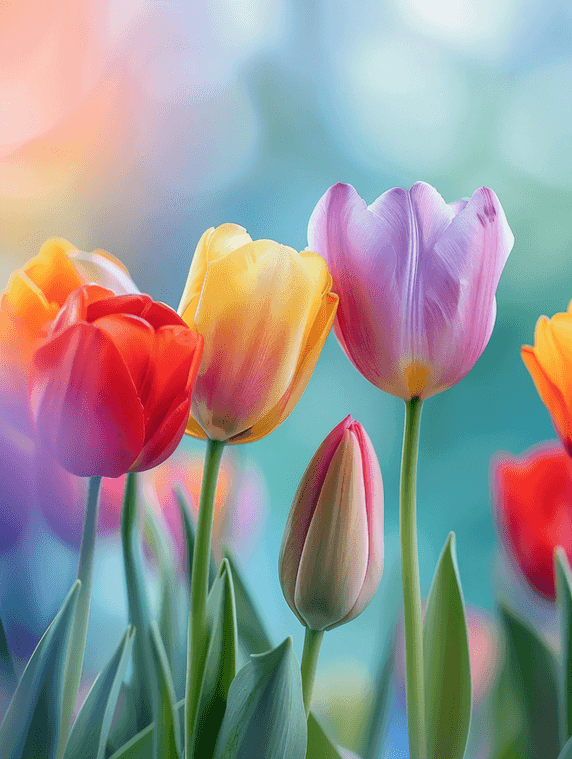 创意明亮多彩的春天花朵