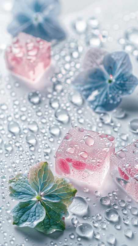 创意夏日3D粉色清新透明冰块手机壁纸5设计图