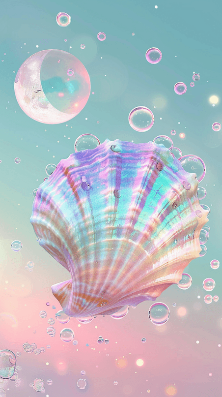 创意夏日梦幻海底海螺贝壳珍珠图片