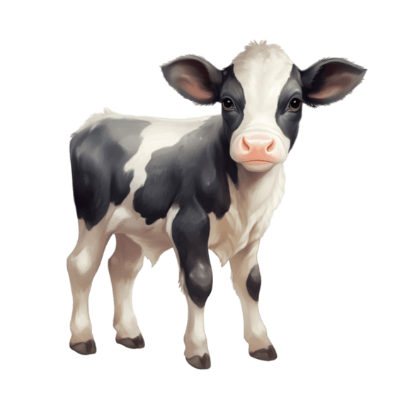 创意建模憨厚奶牛元素畜牧业乳制品立体免抠图案