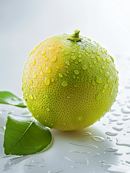 夏天夏季柚子果实与水滴绿色水果维生素C蜜瓜