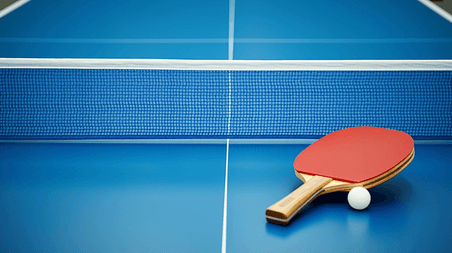 创意乒乓球运动球拍球网和乒乓球背景