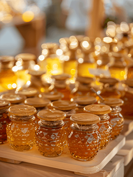 创意装满蜂蜜的玻璃罐蜂蜜交易会农产品