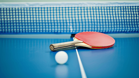 创意运动会乒乓球比赛球拍球网和乒乓球背景
