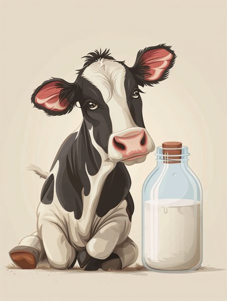 创意卡通奶牛乳制品乳业牛奶插画23