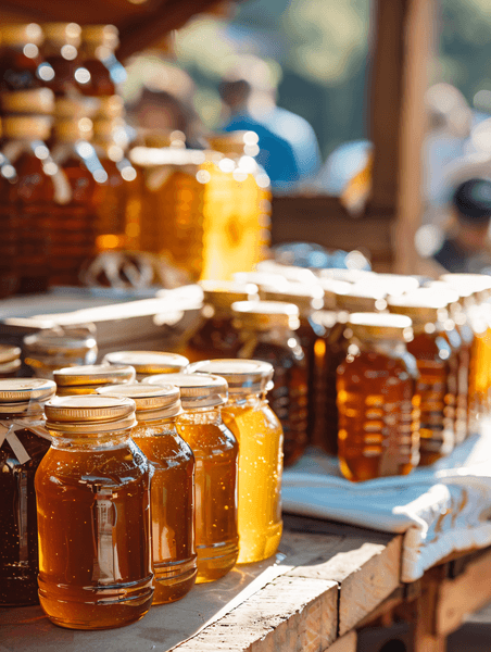 创意装满蜂蜜的玻璃罐蜂蜜农产品交易会