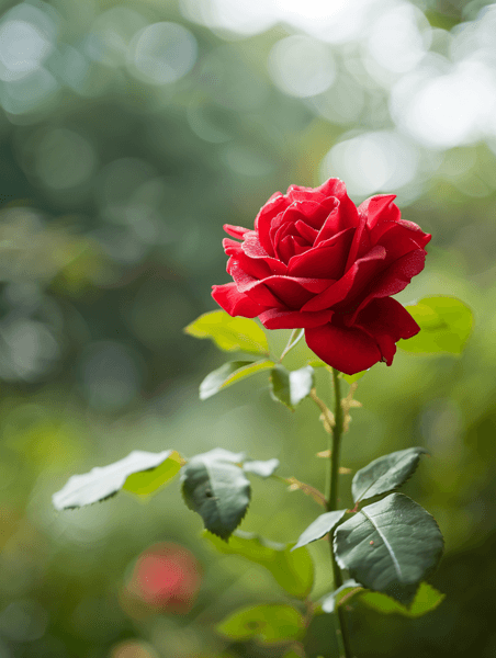 创意花园里的红玫瑰浅景深选择性聚焦