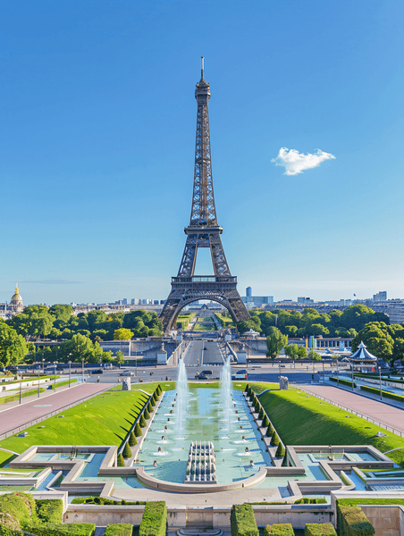 创意巴黎埃菲尔铁塔和特罗卡德罗花园及喷泉图片