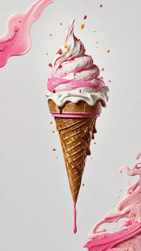 创意夏天冷饮3D草莓奶油冰淇淋球19背景图片