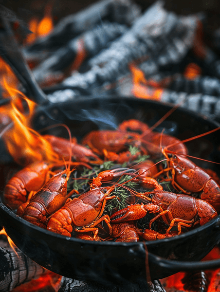 创意煮红龙虾或香草小龙虾餐饮美食生鲜