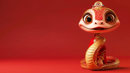 创意红色喜庆传统节日国风红金3D蛇年素材