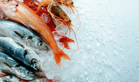 创意冰冻生鱼和海鲜餐饮美食西餐生鲜