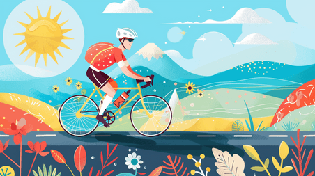 创意骑行自行车比赛自行车运动员插画