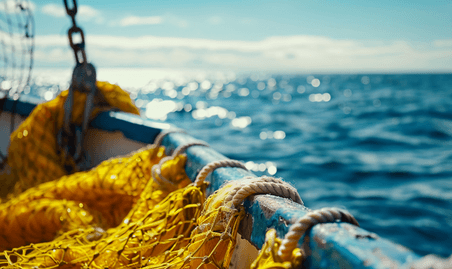 创意欧洲波罗的海的渔具渔民航海航行大海