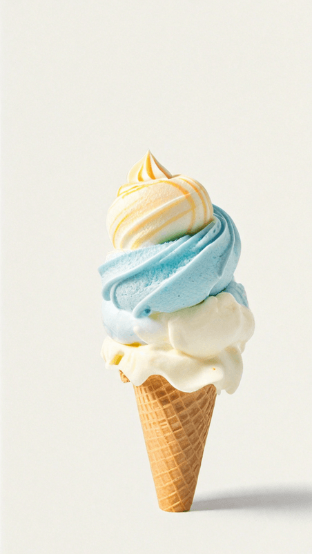 创意夏天冷饮蓝黄色奶油冰淇淋球素材