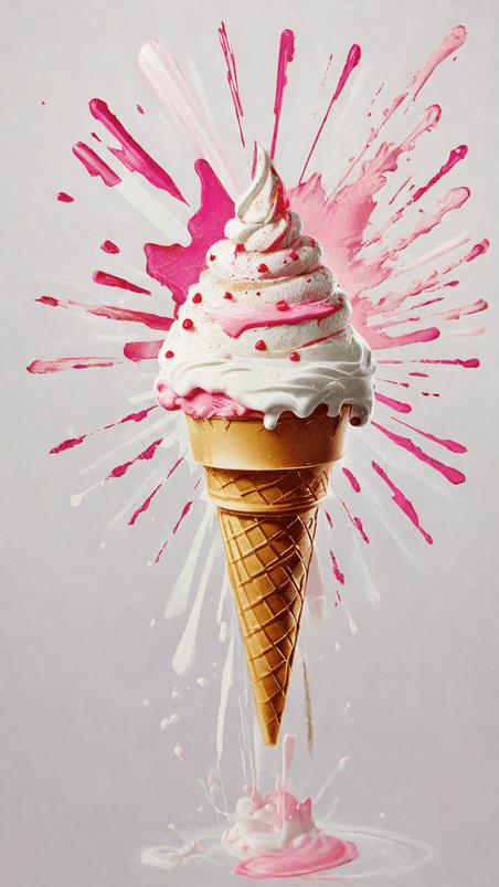 创意夏天冷饮3D草莓奶油冰淇淋球17背景