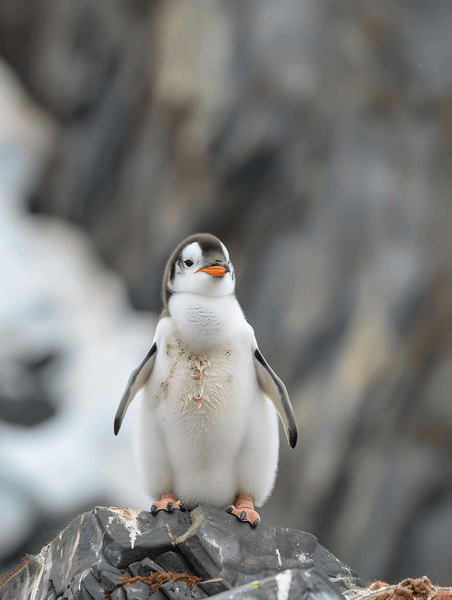 创意巴布亚企鹅站在南极洲南极动物摄影照片