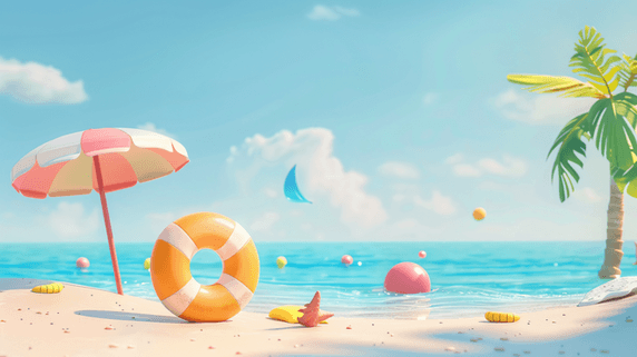 夏天大海沙滩旅游度假创意夏季海边度假30