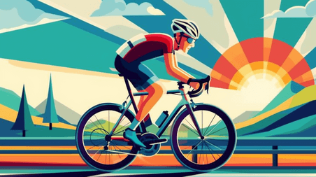创意扁平插画会自行车比赛自行车运动员骑行