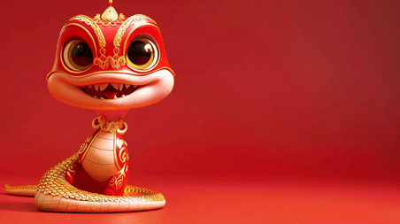 创意传统节日国风红金3D蛇年背景