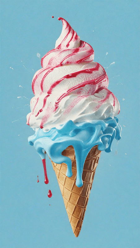 创意夏天冷饮3D草莓奶油冰淇淋球素材