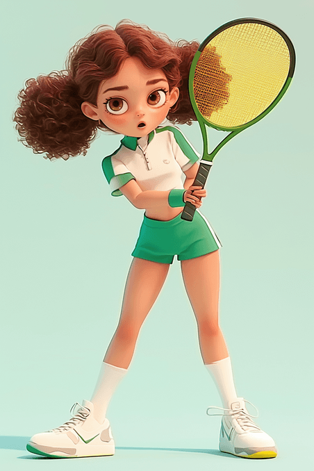 创意女孩运动网球3d立体运动体育竞技插画素材