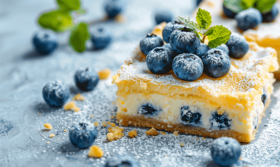 创意奶酪和蓝莓馅饼餐饮美食蛋糕甜点甜食西点