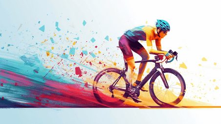 创意水彩风自行车比赛自行车运动员骑行背景