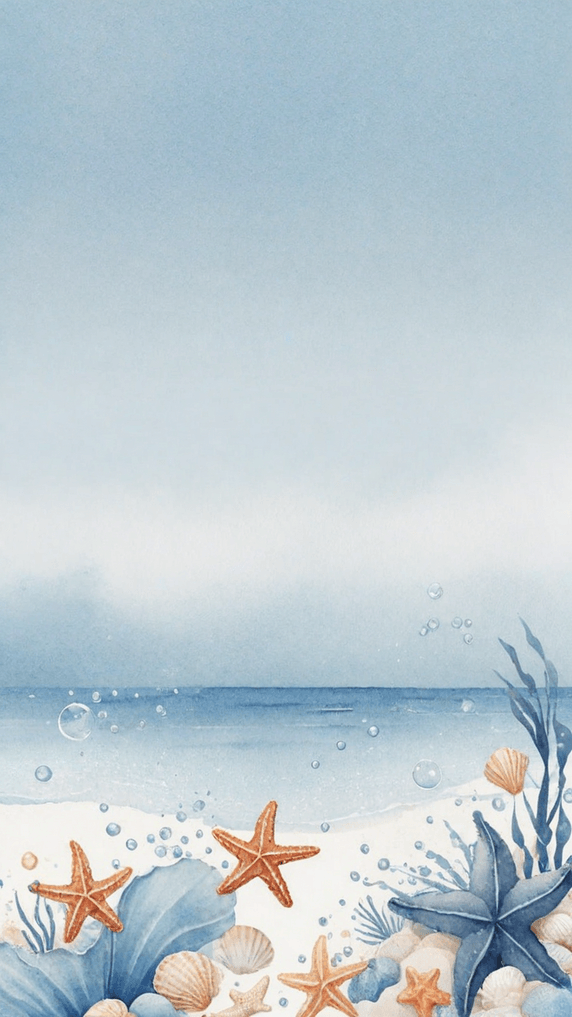 创意蓝色夏日海底世界海星贝壳海水图片