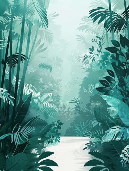 创意手绘绘画简约艺术绿色森林树叶的背景