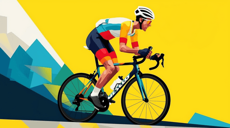 创意骑行扁平水彩奥运会比赛自行车运动员背景