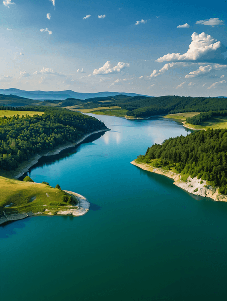 创意斯洛伐克水面利普托夫斯卡马拉水库鸟瞰图