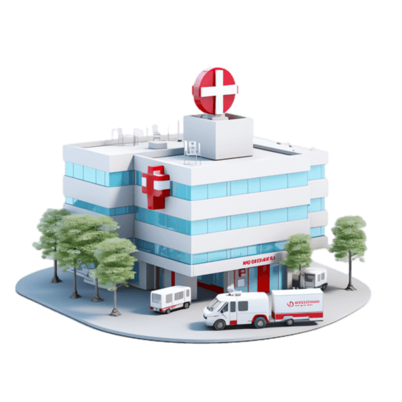 创意医院治疗元素建筑立体免抠图案