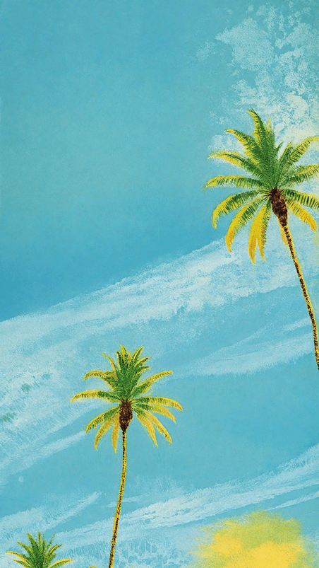 创意水彩风夏日海岛椰子树背景