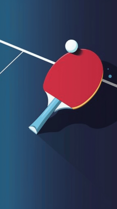 创意扁平风乒乓球运动比赛球拍球网乒乓球图片