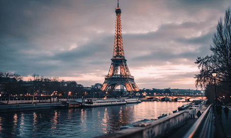 创意巴黎市中心与艾菲尔铁塔的景象