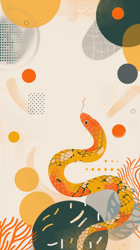 创意新年蛇年可爱花纹蛇背景