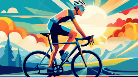创意骑行自行车运动自行车运动员扁平插画