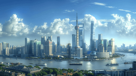 创意上海东方明珠沿海建筑城市建筑商务的插画