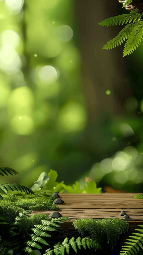 创意夏天户外电商展板森林空镜素材