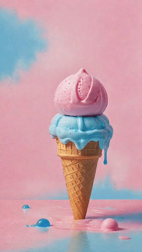 创意夏天冷饮3D草莓奶油冰淇淋球设计