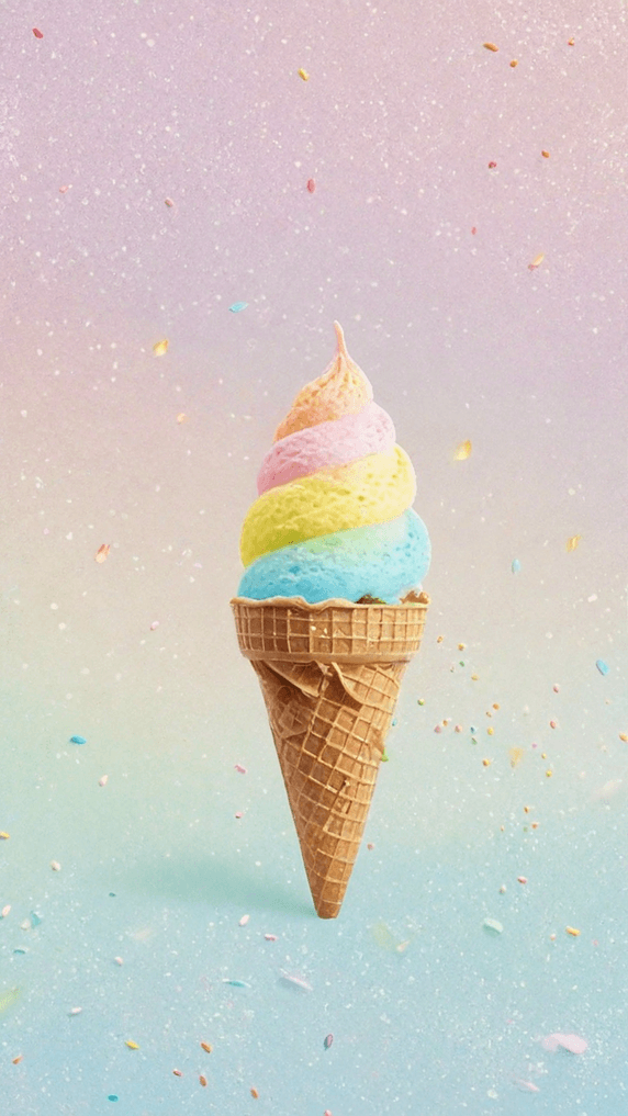 创意夏天冷饮蓝黄色奶油冰淇淋球背景图