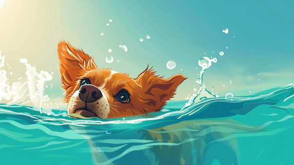 宠物动物创意游泳的可爱狗狗插画8