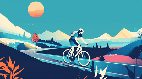骑行创意自行车比赛自行车运动员插画