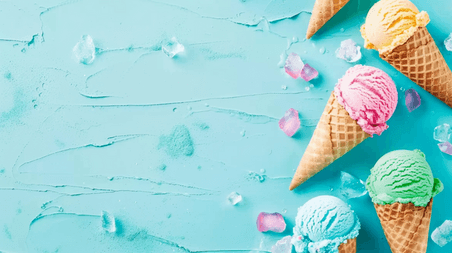 创意蓝色蛋筒清新糖果色夏天冷饮圣代冰淇淋筒背景