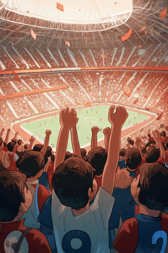 创意欢呼足球运动场观众奥运会欧洲杯手插画运动会海报