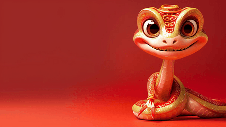 创意喜庆传统节日国风红金3D蛇年背景