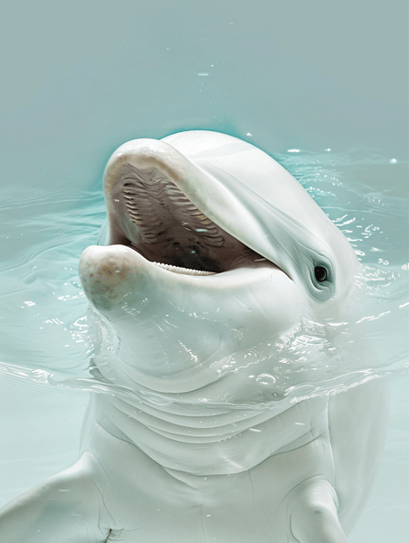 创意白鲸白海豚肖像