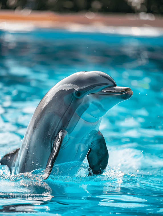 创意蓝水面上的灰色海豚大海动物海洋生物