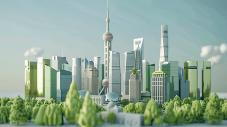 城市建筑商务上海东方明珠沿海建筑的插画